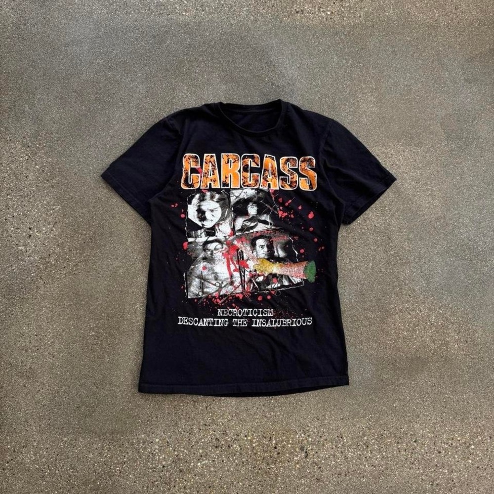 Carcass Necroticism Black Death Metal Band Tee Grunge Y2K Graphic Sz S